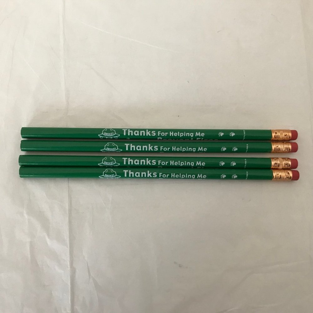 4 Green Smokey Bear Pencils NEW